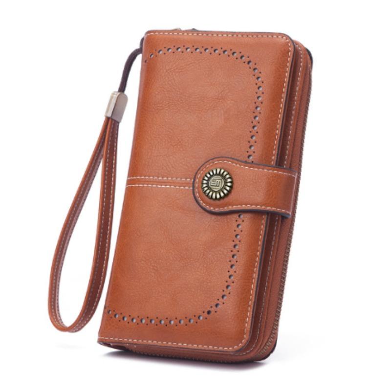 Брендовый полый женский кошелек-клатч, кожаный женский длинный кошелек, женский кошелек на молнии, сумка для денег коричневый
Брендовый полый женский кошелек-клатч, кожаный женский длинный кошелек, женский кошелек на молнии, сумка для денег коричневый