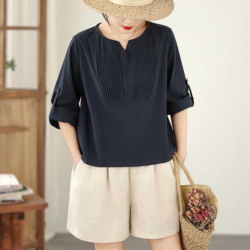 2026 Japan Korea Summer Artistic Linen Solid Color Loose Women s Plus Size Pullover Top L темно-синий
2026 Japan Korea Summer Artistic Linen Solid Color Loose Women s Plus Size Pullover Top L темно-синий