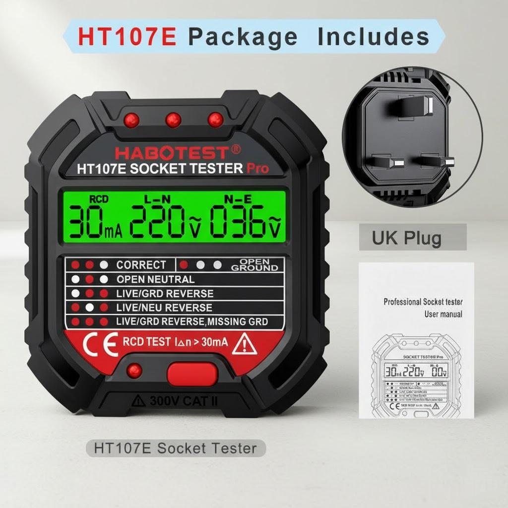 Socket Tester Pro Voltage Tester RCD Detector Ground Neutral Plug Polarity Phase Checker Electrical Safety Tool for Electricians
Socket Tester Pro Voltage Tester RCD Detector Ground Neutral Plug Polarity Phase Checker Electrical Safety Tool for Electricians