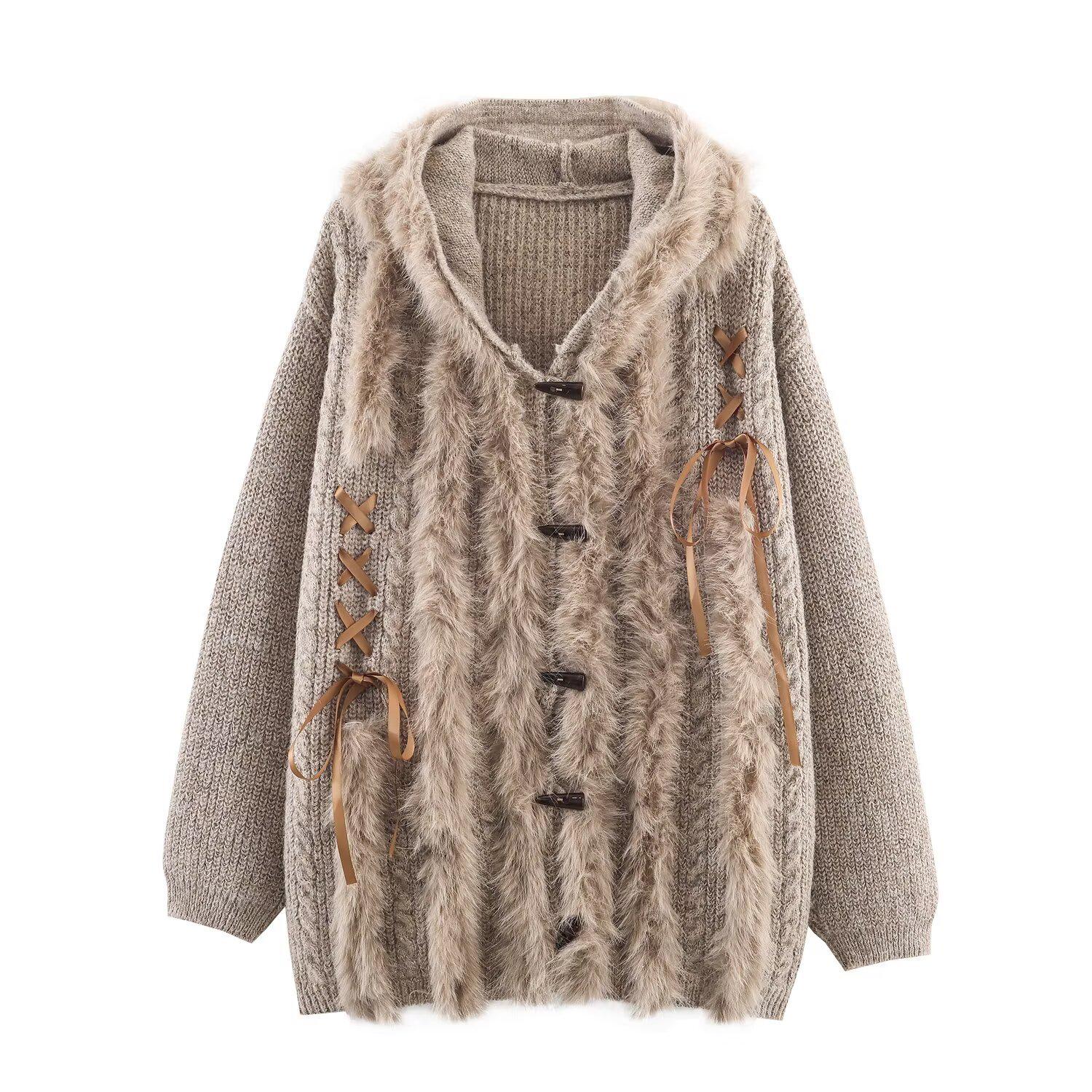 European & American Women s Fashion Ribbon Hoodie Knit Jacket Large хаки
European & American Women s Fashion Ribbon Hoodie Knit Jacket Large хаки