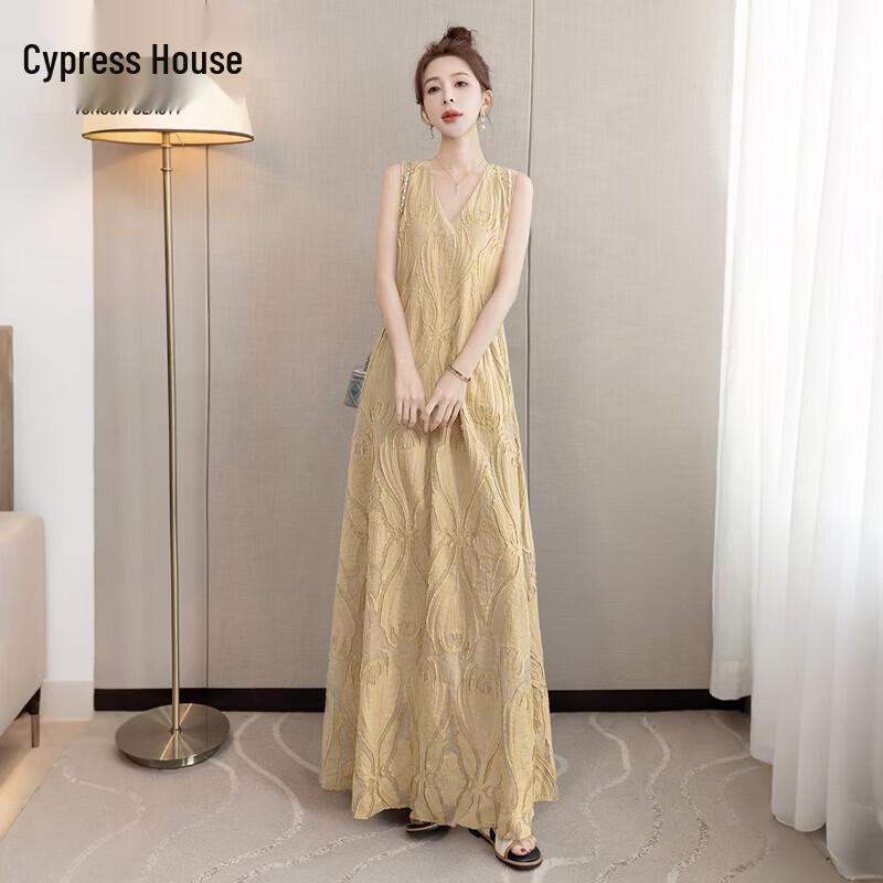 Elegant V-Neck Sleeveless Jacquard A-Line Dress L
Elegant V-Neck Sleeveless Jacquard A-Line Dress L