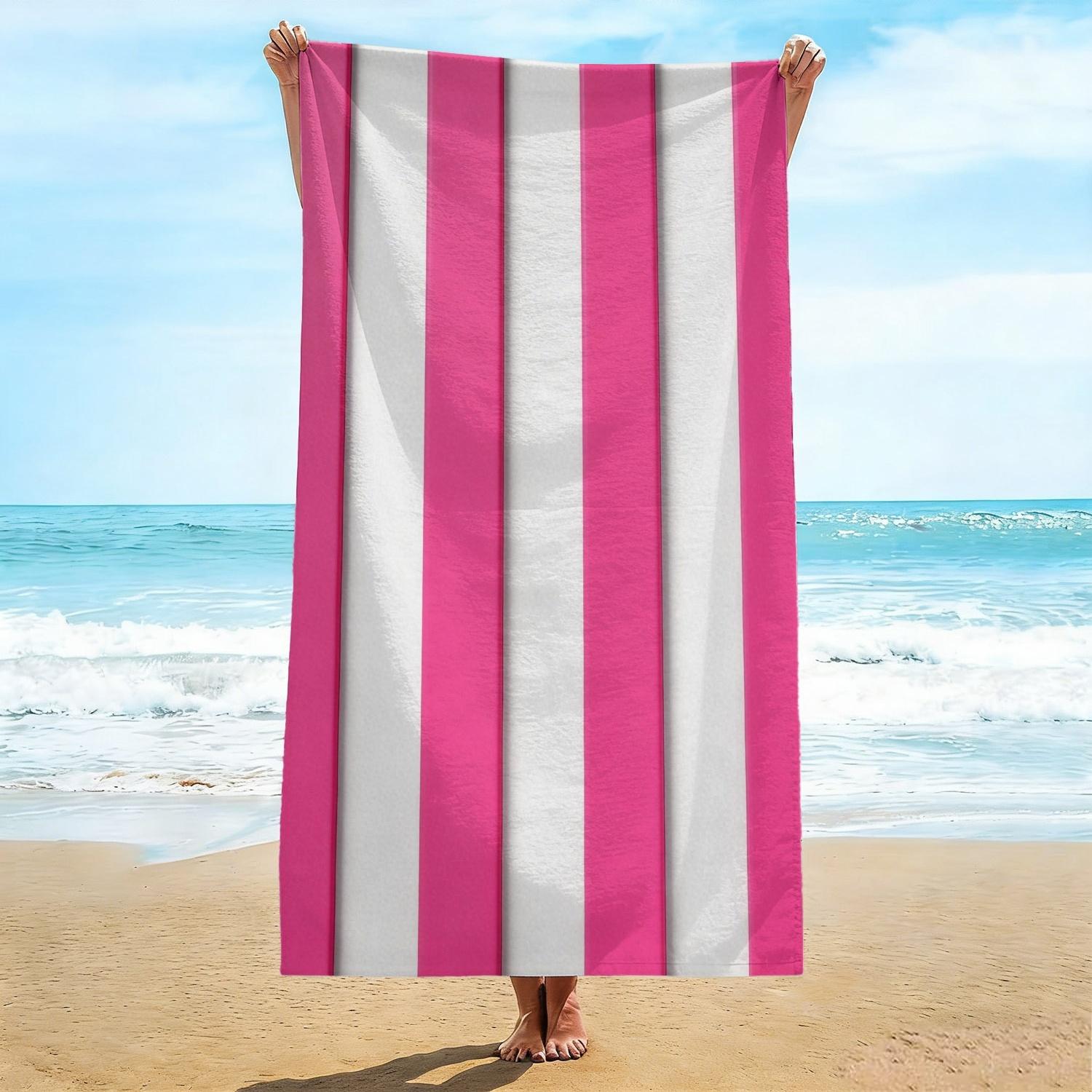 Classic Striped Beach Blanket, Bold Pink White Pattern, Soft Absorbent Microfiber, Lightweight for Vacation, Surfing W40*H60(CM)
Classic Striped Beach Blanket, Bold Pink White Pattern, Soft Absorbent Microfiber, Lightweight for Vacation, Surfing W40*H60(CM)