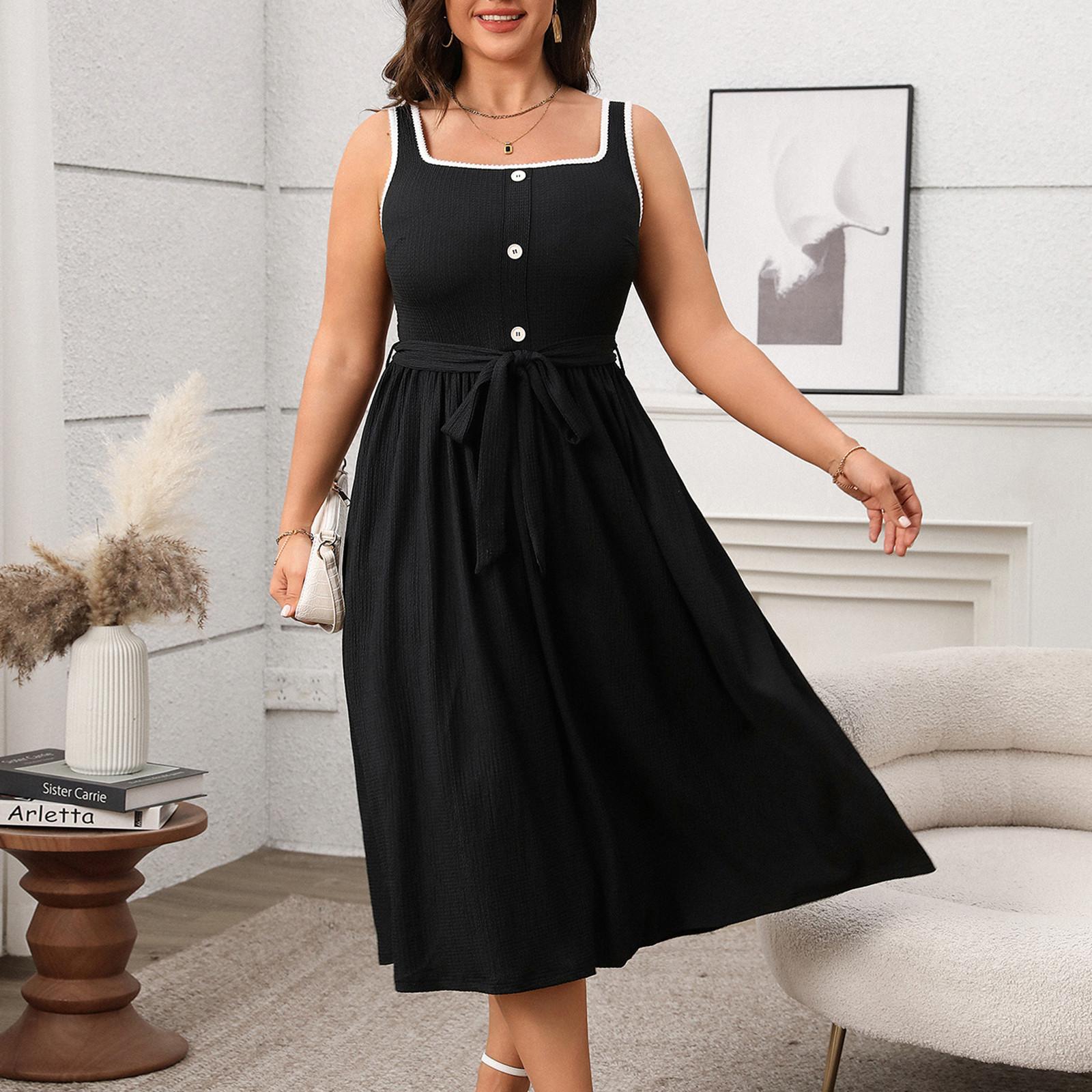 Женские модные повседневные свободные элегантные ветровые однотонные платья с открытой спиной большого размера XXL чёрный
Женские модные повседневные свободные элегантные ветровые однотонные платья с открытой спиной большого размера XXL чёрный