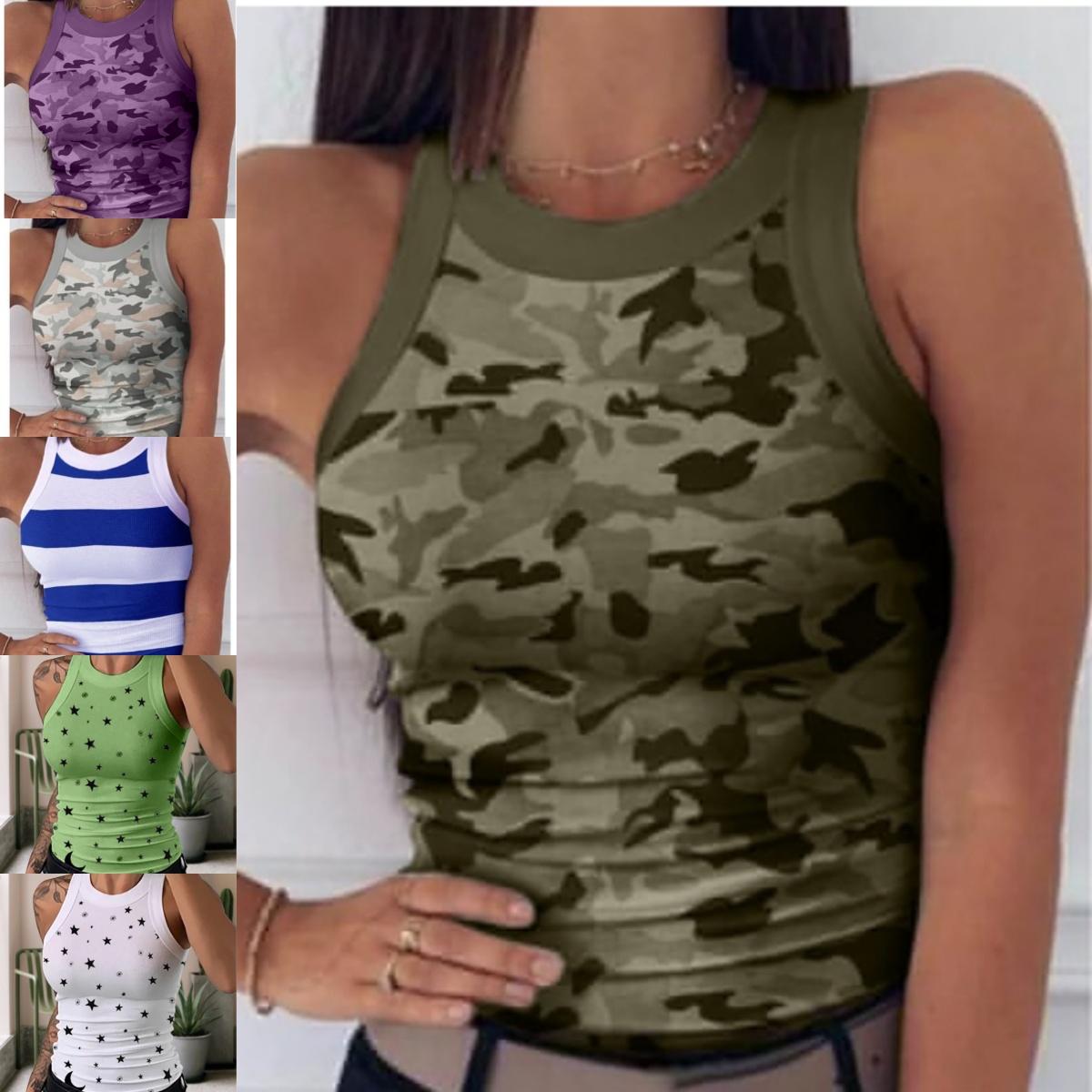 Женская повседневная камуфляжная майка в рубчик с круглым вырезом, летняя базовая эластичная майка, сексуальный жилет без рукавов с круглым вырезом, женская одежда 5XL
Женская повседневная камуфляжная майка в рубчик с круглым вырезом, летняя базовая эластичная майка, сексуальный жилет без рукавов с круглым вырезом, женская одежда 5XL