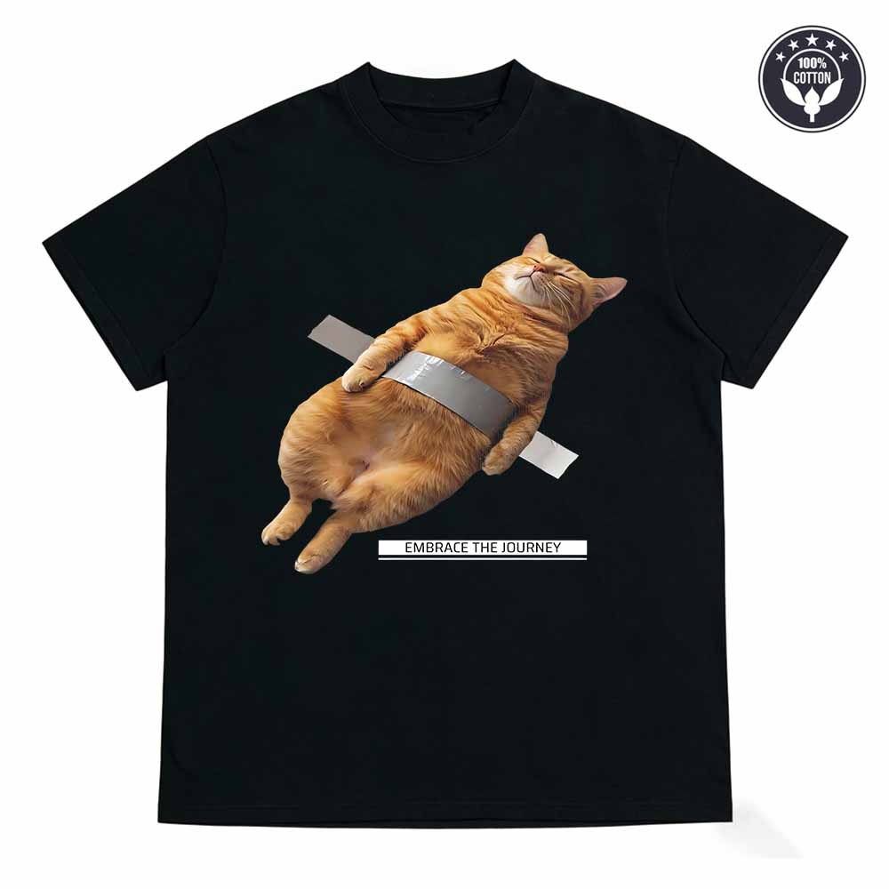 Funny Orange Cat Tape Print T-Shirt Unisex Embrace the Journey Slogan Casual Round Neck Short Sleeve Men Women Daily Tops S
Funny Orange Cat Tape Print T-Shirt Unisex Embrace the Journey Slogan Casual Round Neck Short Sleeve Men Women Daily Tops S