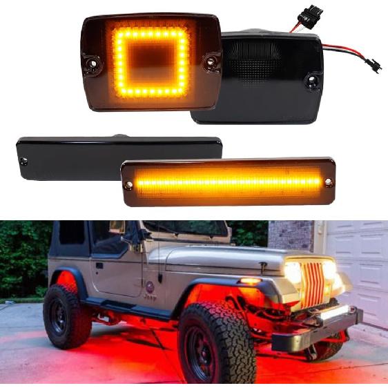 Комплект з чорним корпусом та тонованим склом Сумісний з 1987-1995 Jeep Wrangler YJ Заміна вузла Оригінальний передній бампер Корпус пасажирського покажчика повороту Turn signl lights +Side m
Комплект з чорним корпусом та тонованим склом Сумісний з 1987-1995 Jeep Wrangler YJ Заміна вузла Оригінальний передній бампер Корпус пасажирського покажчика повороту Turn signl lights +Side m