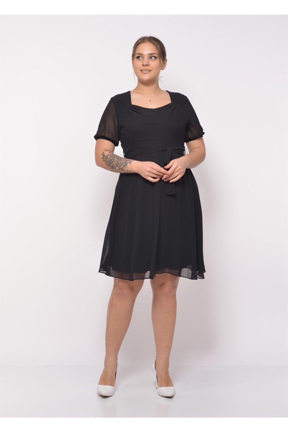 Women s Big Size Dress Square Collar Pleat Detailed Short Sleeve Midi Length Chiffon Dress 4469 105 XL
Women s Big Size Dress Square Collar Pleat Detailed Short Sleeve Midi Length Chiffon Dress 4469 105 XL