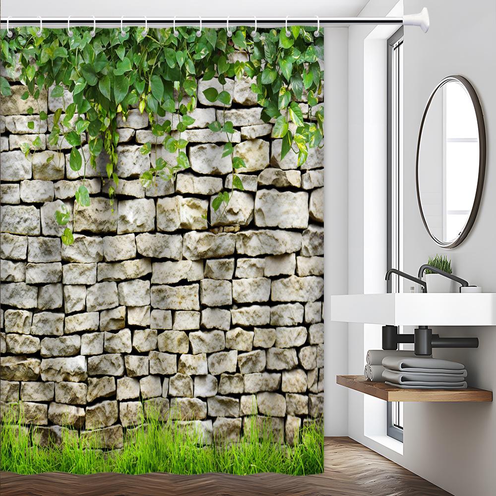 Vintage Stone Wall Bath Curtain - Lush Greenery & Grass, Waterproof Home Decor Adds Rustic Natural Beauty To Your Bathroom W60H190(CM)-1 Pcs
Vintage Stone Wall Bath Curtain - Lush Greenery & Grass, Waterproof Home Decor Adds Rustic Natural Beauty To Your Bathroom W60H190(CM)-1 Pcs