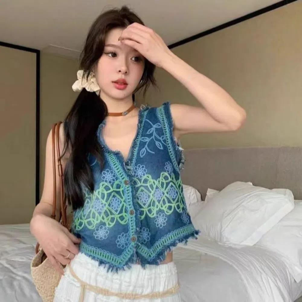 Sweet Waistcoat Women Y2K Short Jacket Coat Casual Floral Embroidery Denim Vest Beach коричневий
Sweet Waistcoat Women Y2K Short Jacket Coat Casual Floral Embroidery Denim Vest Beach коричневий
