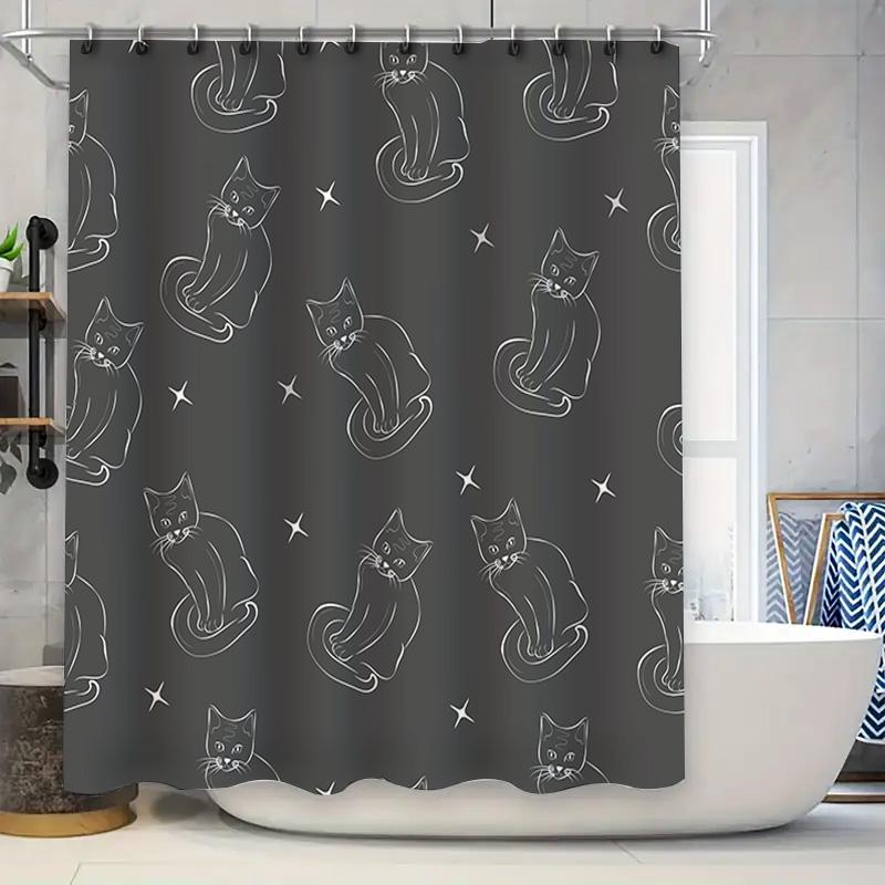Modern Black Cat Print Shower Curtain For Bathrooms Decor Waterproof Fabric With Rod Pocket Ring Holder W60H190(CM)-1 Pcs
Modern Black Cat Print Shower Curtain For Bathrooms Decor Waterproof Fabric With Rod Pocket Ring Holder W60H190(CM)-1 Pcs