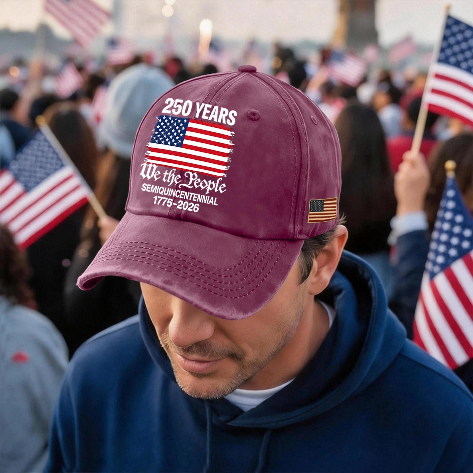 Unisex Vintage Washed Baseball Cap 250 Years Commemorative Embroidered Flag Design Adjustable Fit Classic Style One Size винний
Unisex Vintage Washed Baseball Cap 250 Years Commemorative Embroidered Flag Design Adjustable Fit Classic Style One Size винний