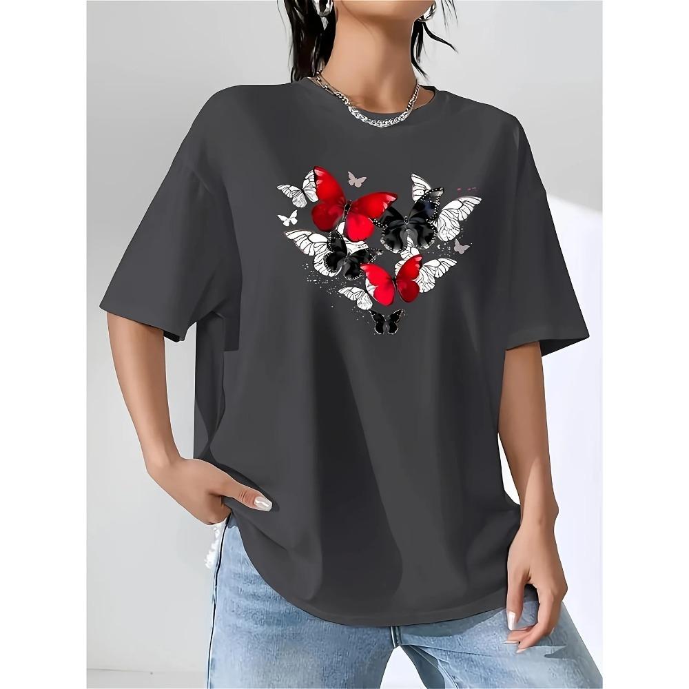 Women s Red Butterfly Heart Print T-Shirt Short Sleeve Round Neck Casual Top for Spring Summer & All-Season Wear XS
Women s Red Butterfly Heart Print T-Shirt Short Sleeve Round Neck Casual Top for Spring Summer & All-Season Wear XS