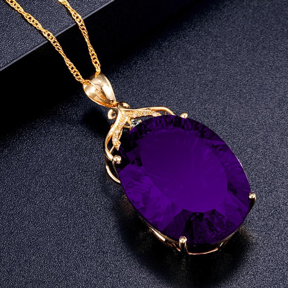 Luxury Ametrine Pendant Necklace 18K Gold Plated Micro Pave Diamond Crystal Jewelry for Women
Luxury Ametrine Pendant Necklace 18K Gold Plated Micro Pave Diamond Crystal Jewelry for Women