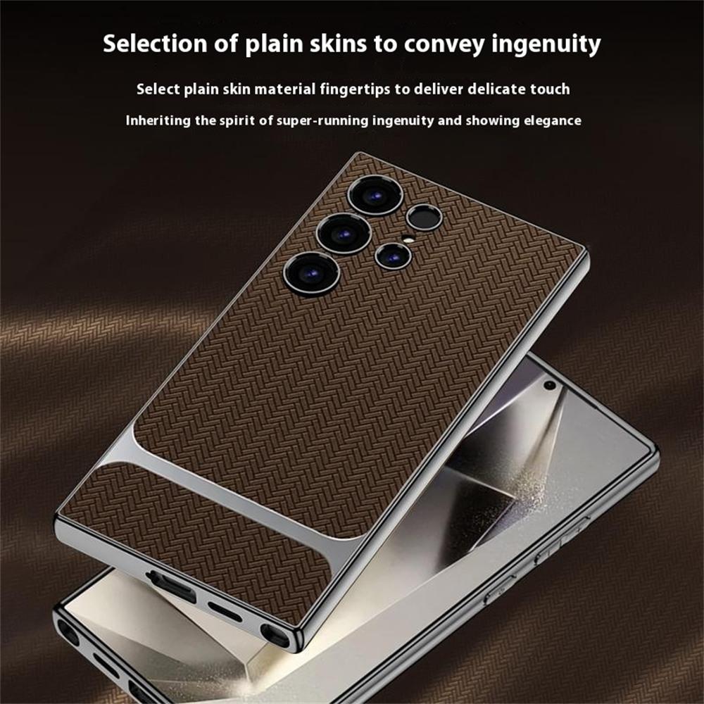 For Samsung Galaxy S24 Ultra Case Woven Pattern Electroplating TPU+PC+PU Phone Back Cover Grey
For Samsung Galaxy S24 Ultra Case Woven Pattern Electroplating TPU+PC+PU Phone Back Cover Grey
