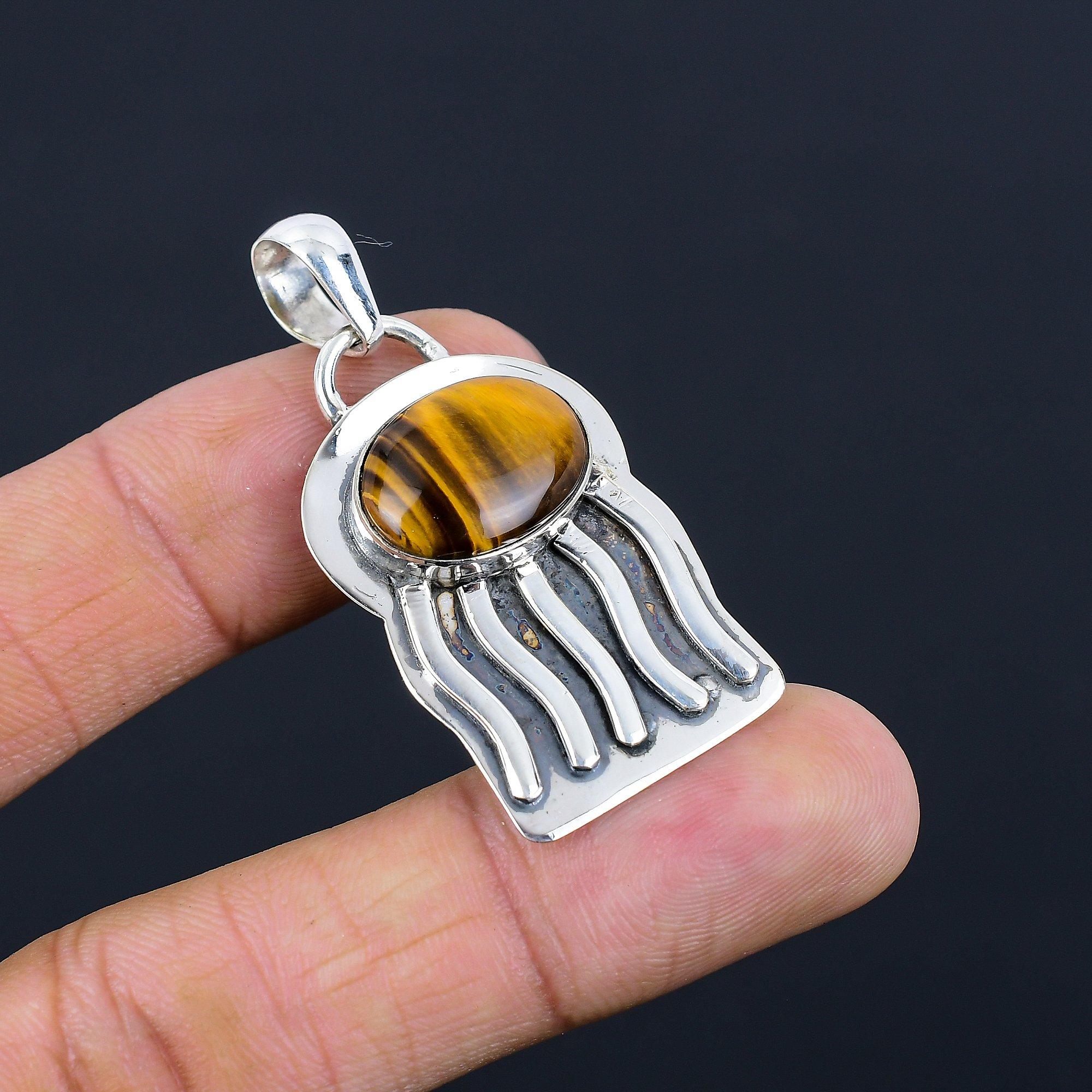 Anniversary Gift For Her Natural Tiger Eye Gemstone Pendant 925 Sterling Silver
Anniversary Gift For Her Natural Tiger Eye Gemstone Pendant 925 Sterling Silver