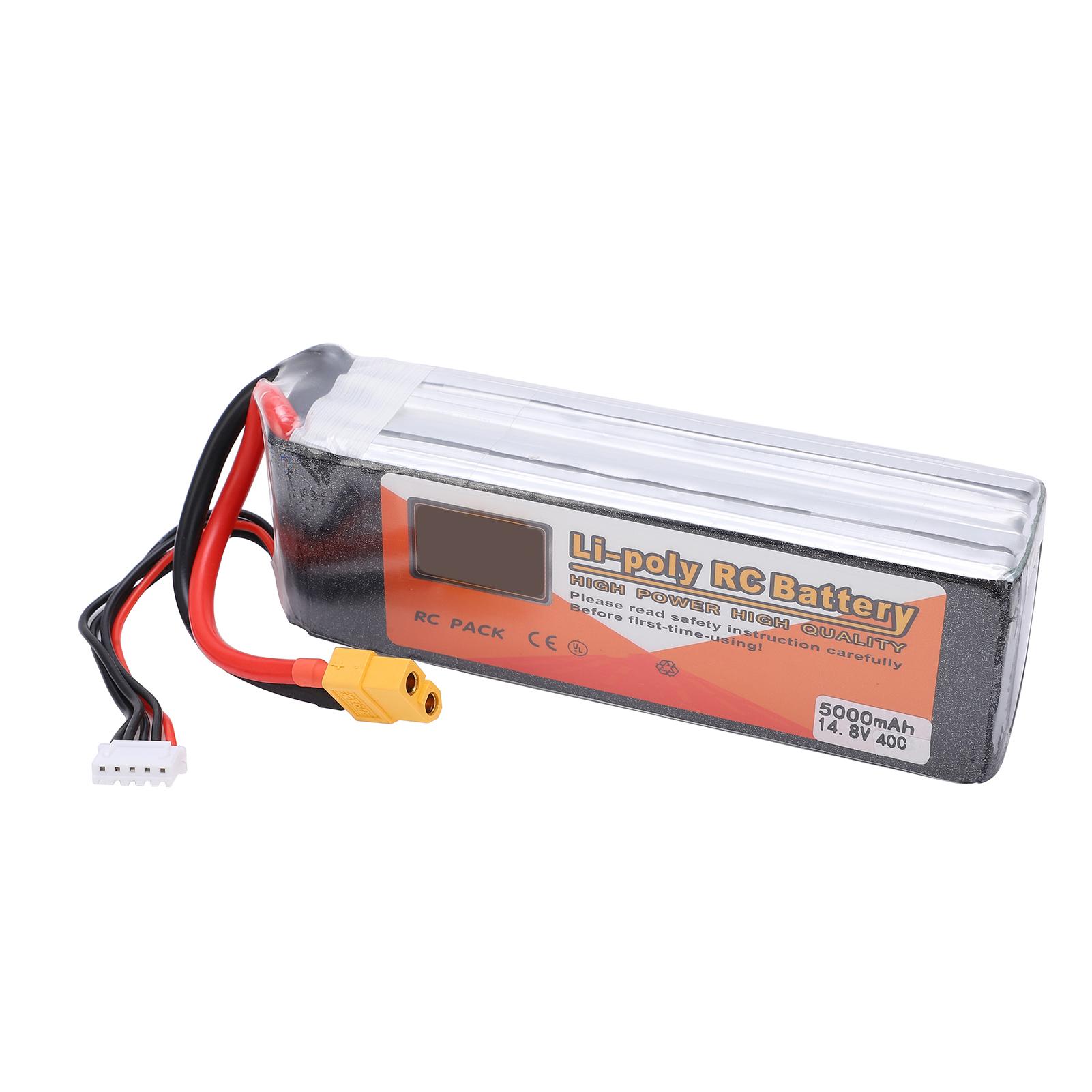 14.8V 5000mAh 40C 4S XT60 Plug LiPo Battery for FPV Racing Drone RC Quadcopter Accessories
14.8V 5000mAh 40C 4S XT60 Plug LiPo Battery for FPV Racing Drone RC Quadcopter Accessories