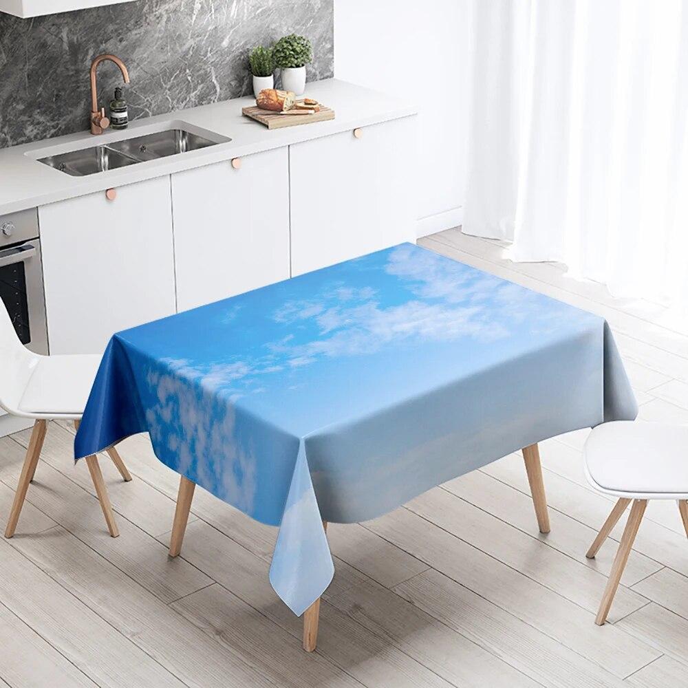 Голубое небо, белое облако, скатерть, кучевые облака, противообрастающая водонепроницаемая прямоугольная кухонная скатерть, украшение для дома 40x70cm