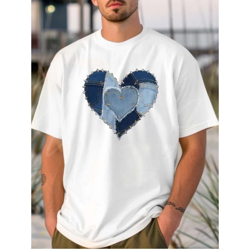 European sizes Men s White T-shirt, Denim Patchwork Heart Design 4XL білий
European sizes Men s White T-shirt, Denim Patchwork Heart Design 4XL білий