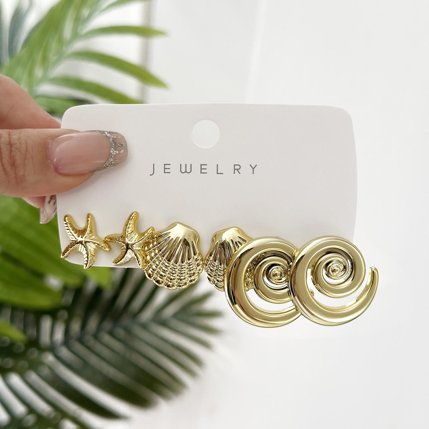 3 Pairs Gold Color Starfish Shell Stud Earrings Set for Women Fashion CCB Lightweight Star Earrings Boho Jewelry Accessories
3 Pairs Gold Color Starfish Shell Stud Earrings Set for Women Fashion CCB Lightweight Star Earrings Boho Jewelry Accessories