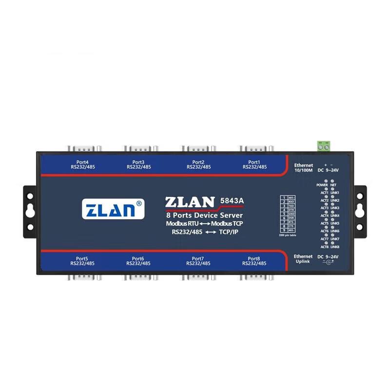 ZLAN 8-Port RS232/485 Serial to Ethernet Converter
ZLAN 8-Port RS232/485 Serial to Ethernet Converter
