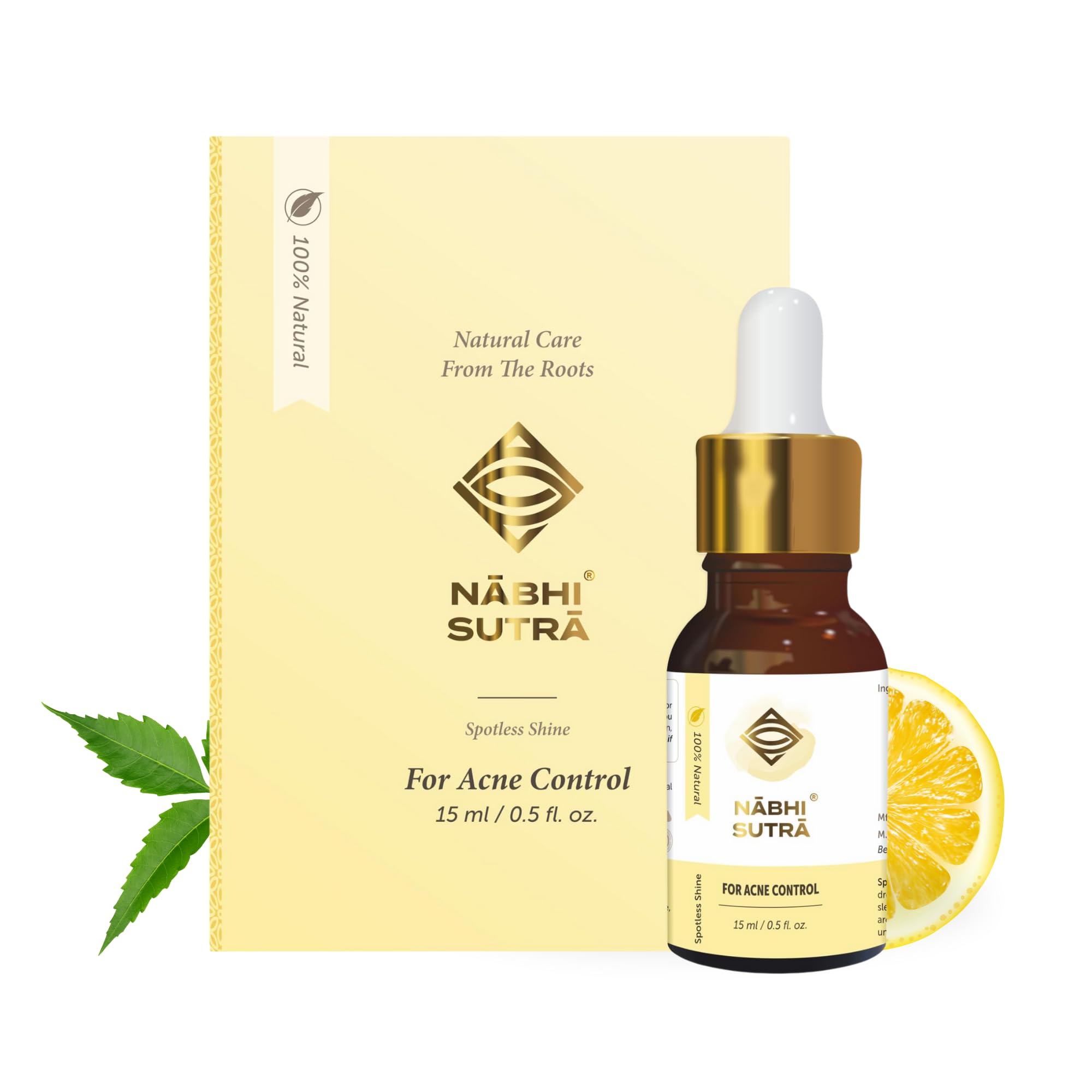 Nabhi Sutra - Belly Button Oil for Acne & Dark Spots (15ml) | Ayurvedic Nabhi Oil for Skin Health Improvement | Contains Lemon Oil, Neem Oil for Skin
Nabhi Sutra - Belly Button Oil for Acne & Dark Spots (15ml) | Ayurvedic Nabhi Oil for Skin Health Improvement | Contains Lemon Oil, Neem Oil for Skin