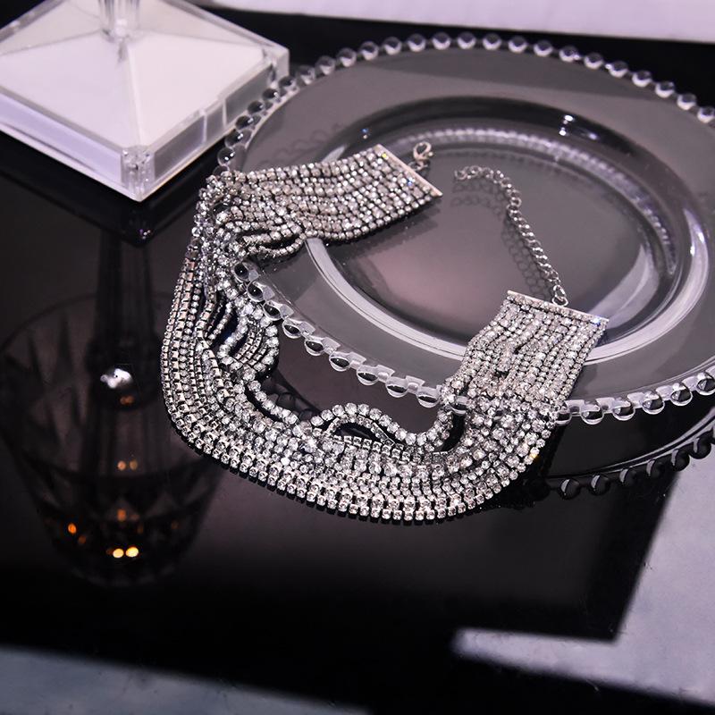 Роскошные разноцветные колье-чокеры с кристаллами для женщин, многослойная цепочка золотого цвета со стразами, эффектные ювелирные изделия серебряный