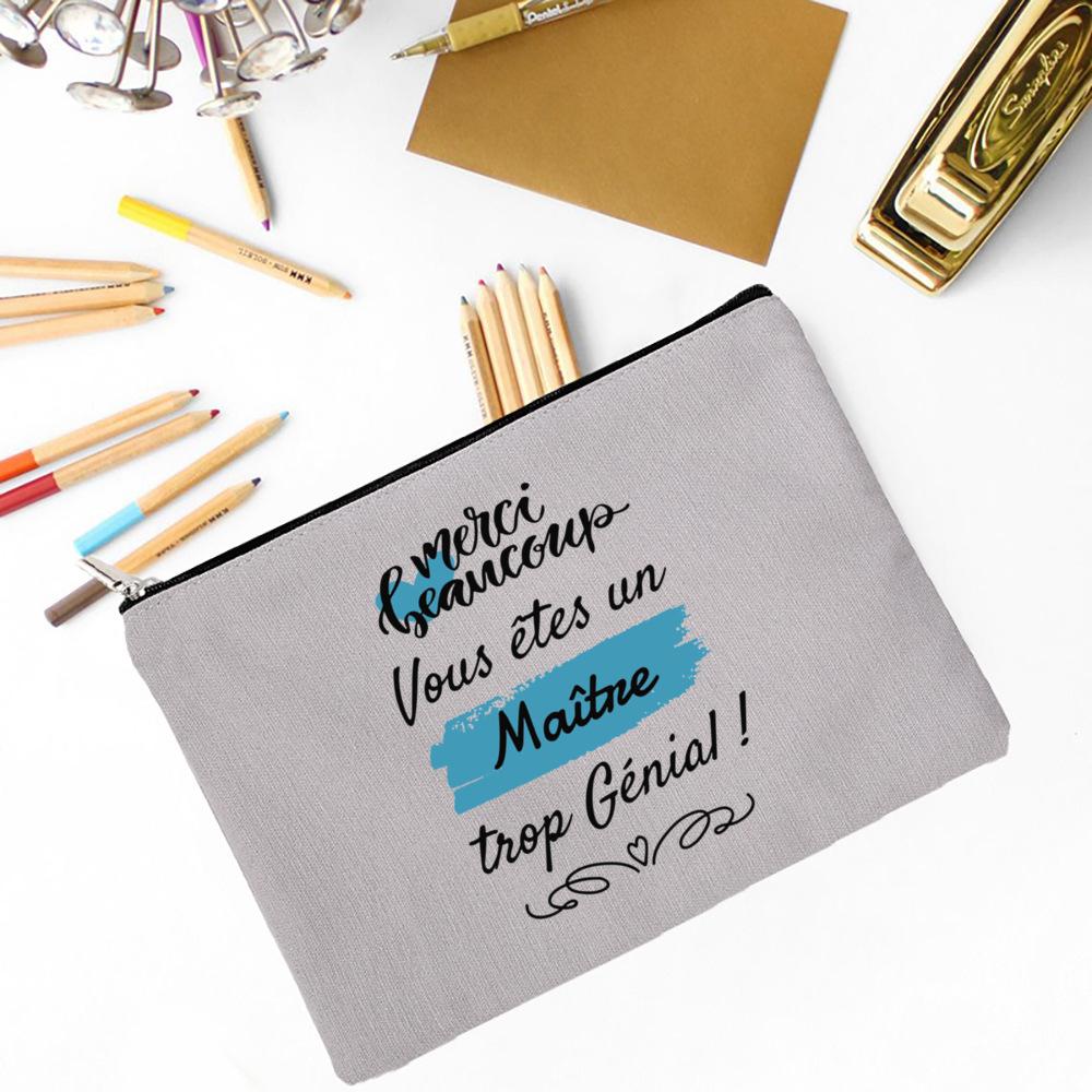 Super Maitre French Printed Pencil Bag Men Travel Toiletry Storage Pouch Stationery Bags Makeup Case Graduate Gift for Teachers
Super Maitre French Printed Pencil Bag Men Travel Toiletry Storage Pouch Stationery Bags Makeup Case Graduate Gift for Teachers