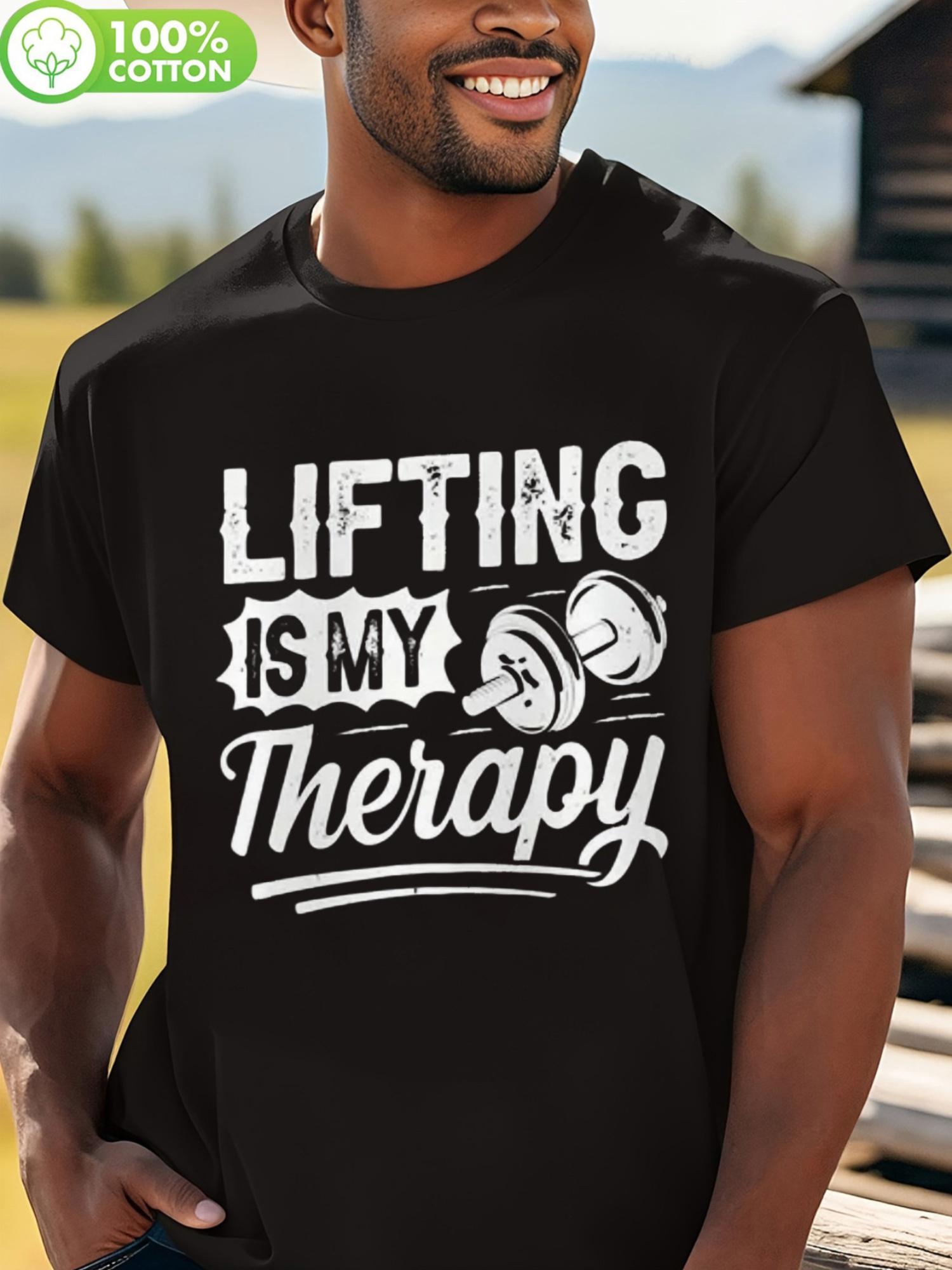 Lifting Is My Therapy Cotton T-shirt - Black Round Neck Tee with Dumbbell Graphic M
Lifting Is My Therapy Cotton T-shirt - Black Round Neck Tee with Dumbbell Graphic M