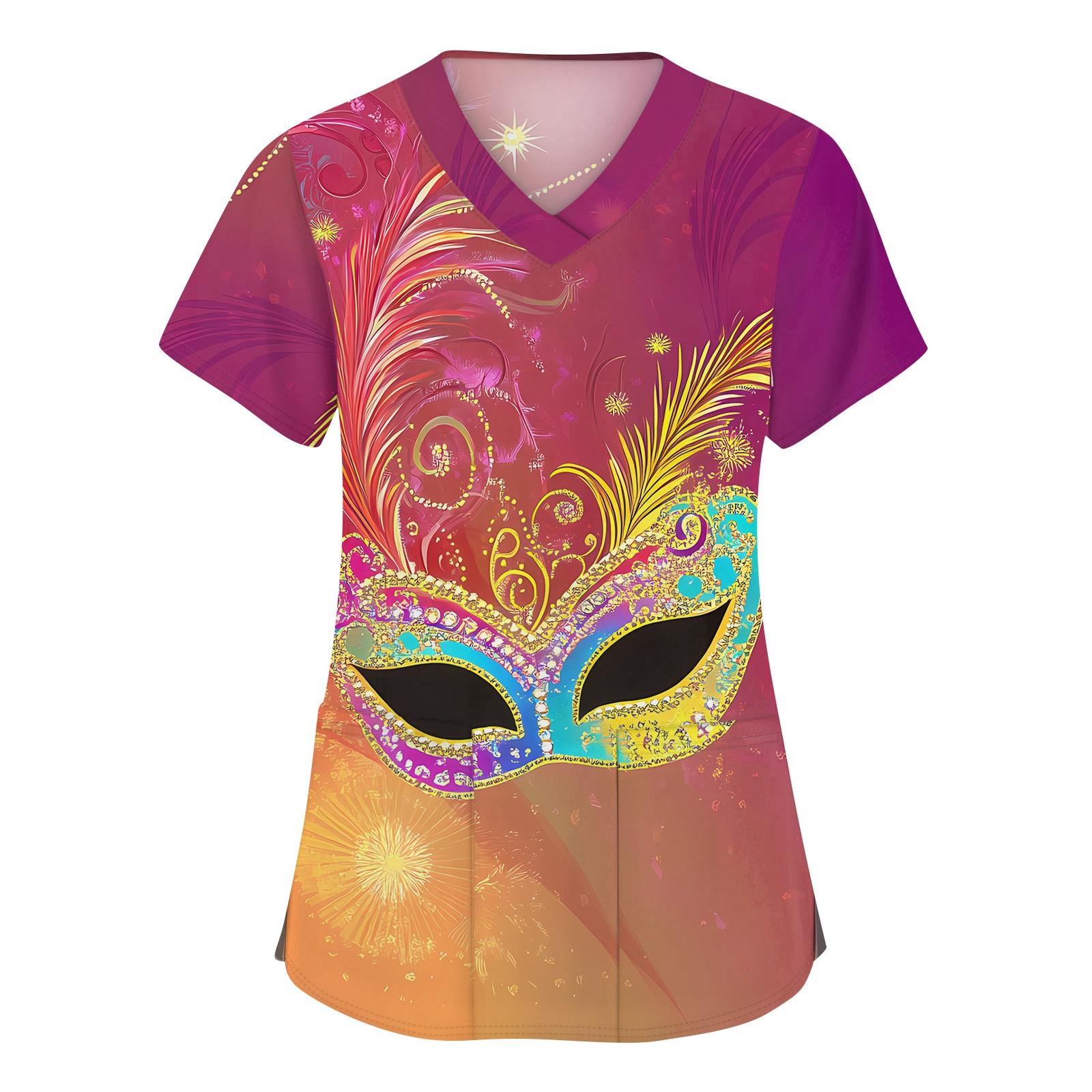 Женская мода с v-образным вырезом, короткими рукавами и карманами, топы с принтом S
Женская мода с v-образным вырезом, короткими рукавами и карманами, топы с принтом S