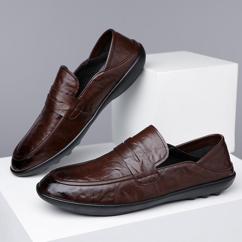Two wear casual British style men s shoes round head hand scratch trendy men s loafers 38
Two wear casual British style men s shoes round head hand scratch trendy men s loafers 38
