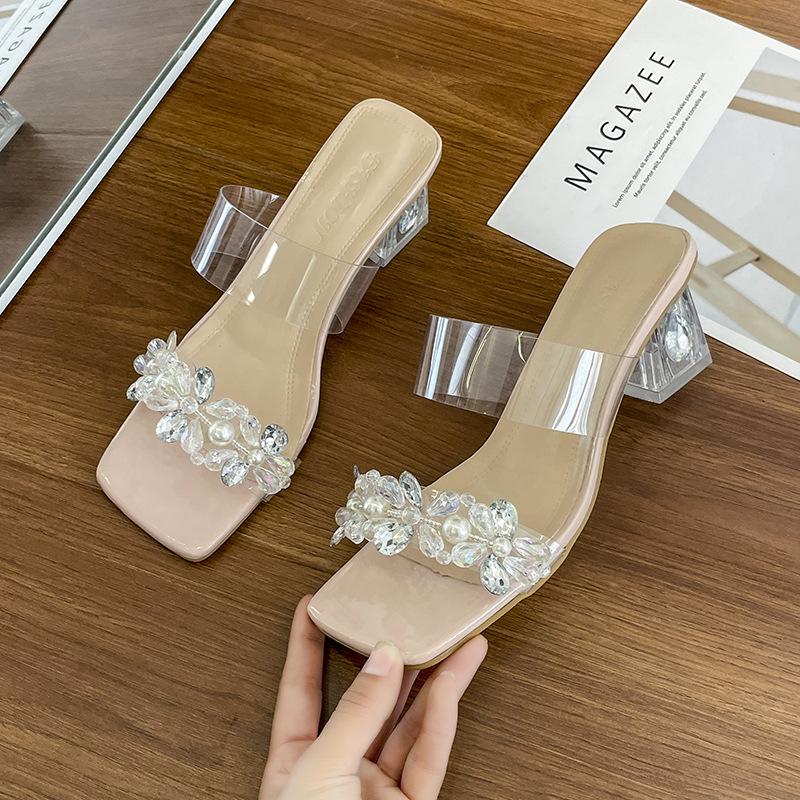 Crystal high-heeled fashion sandals female summer new fairy rhinestone word with transparent cool slippers female 42
Crystal high-heeled fashion sandals female summer new fairy rhinestone word with transparent cool slippers female 42
