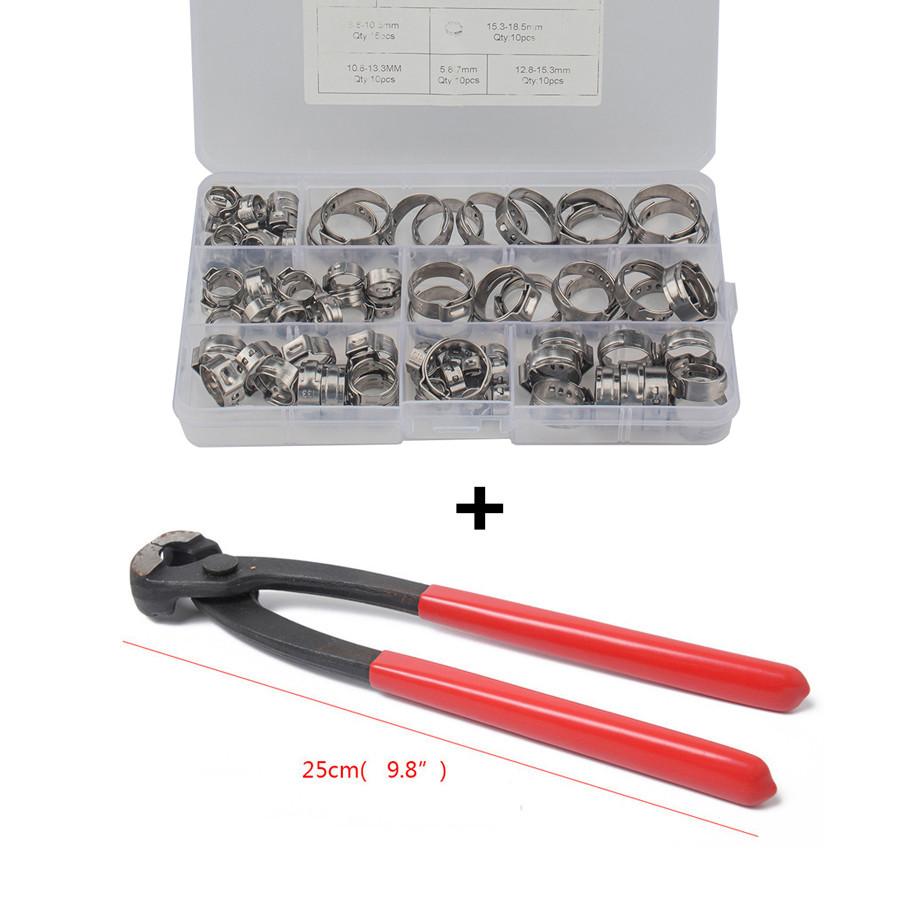 80 x 5.8-21mm Single Ear Plus Stainless Steel Car Hydraulic Hose Clamps O-Clips Pipe Fuel Air with Pliers Tool
80 x 5.8-21mm Single Ear Plus Stainless Steel Car Hydraulic Hose Clamps O-Clips Pipe Fuel Air with Pliers Tool