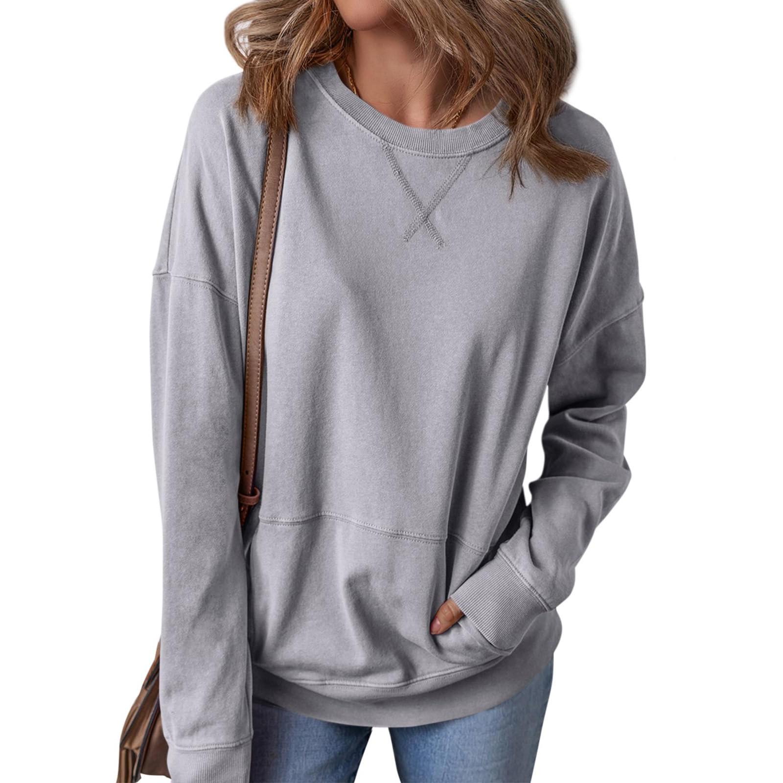Женская толстовка с круглым вырезом и длинными рукавами, осень-зима, легкий пуловер с карманом M серый
Женская толстовка с круглым вырезом и длинными рукавами, осень-зима, легкий пуловер с карманом M серый