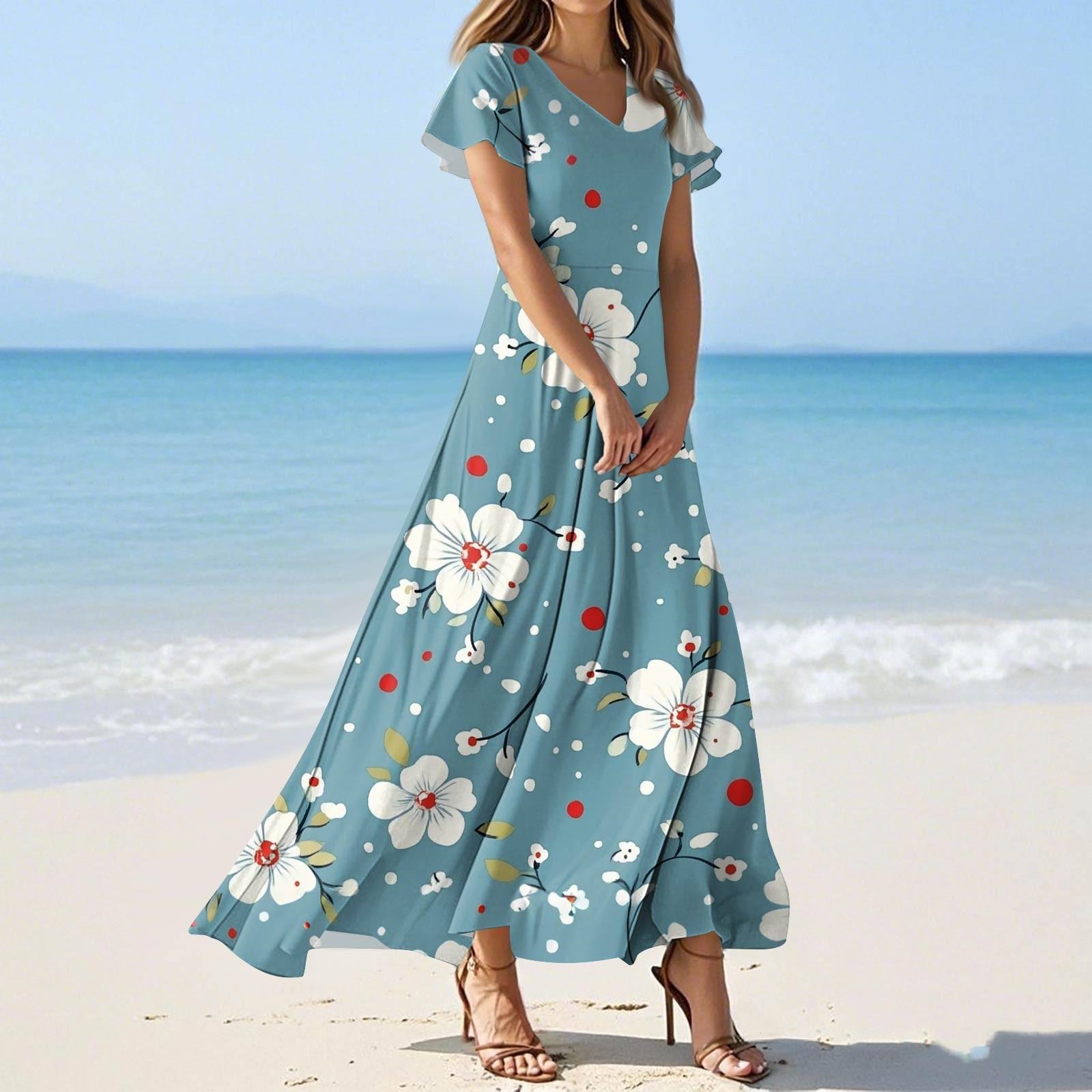 Жіночі літні повсякденні модні кольорові сукні з V-подібним вирізом і короткими рукавами S
Жіночі літні повсякденні модні кольорові сукні з V-подібним вирізом і короткими рукавами S