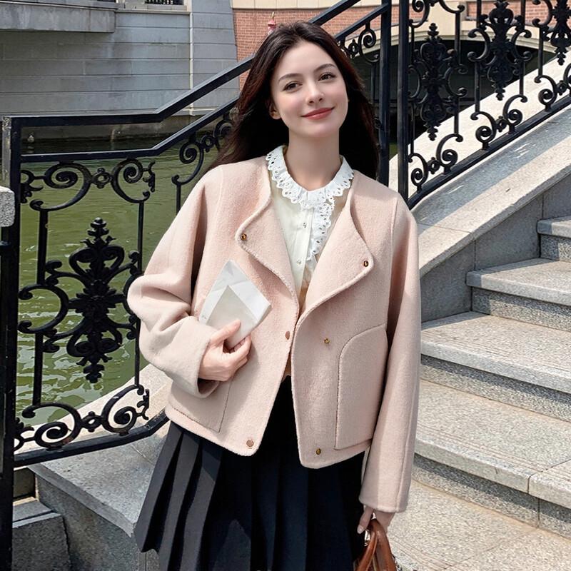 Olrain Women s Elegant Pink Double-Faced Wool Coat M
Olrain Women s Elegant Pink Double-Faced Wool Coat M