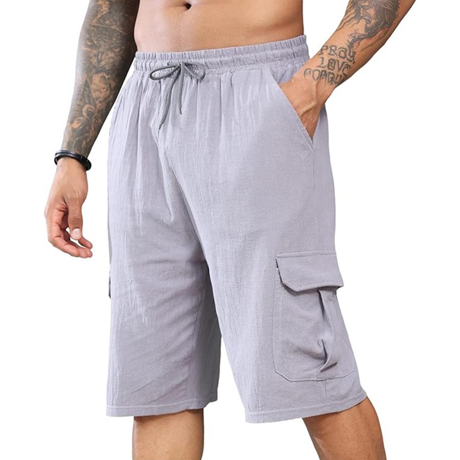 Men s Linen Short Pants With Multiple Pockets And Drawstring Waistband - Beach Work Pants M
Men s Linen Short Pants With Multiple Pockets And Drawstring Waistband - Beach Work Pants M