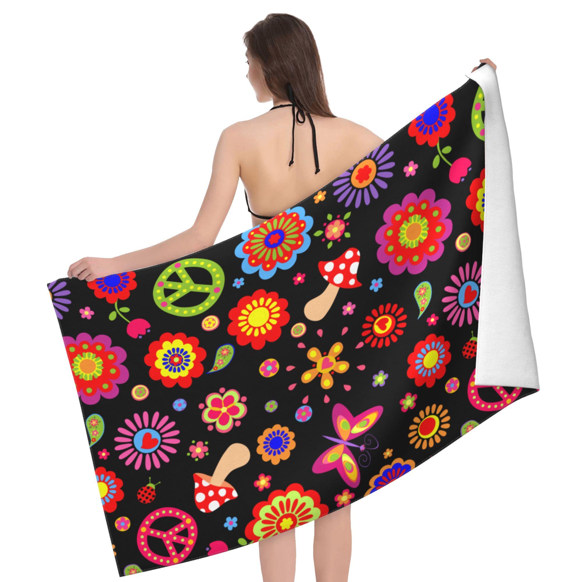 Hippie Flower Vintage 70s 80s Peace Beach Towel Large Soft Absorbent Microfiber Quick Dry Oversized Bath Towels for Travel Swim W30*H60(CM)
Hippie Flower Vintage 70s 80s Peace Beach Towel Large Soft Absorbent Microfiber Quick Dry Oversized Bath Towels for Travel Swim W30*H60(CM)
