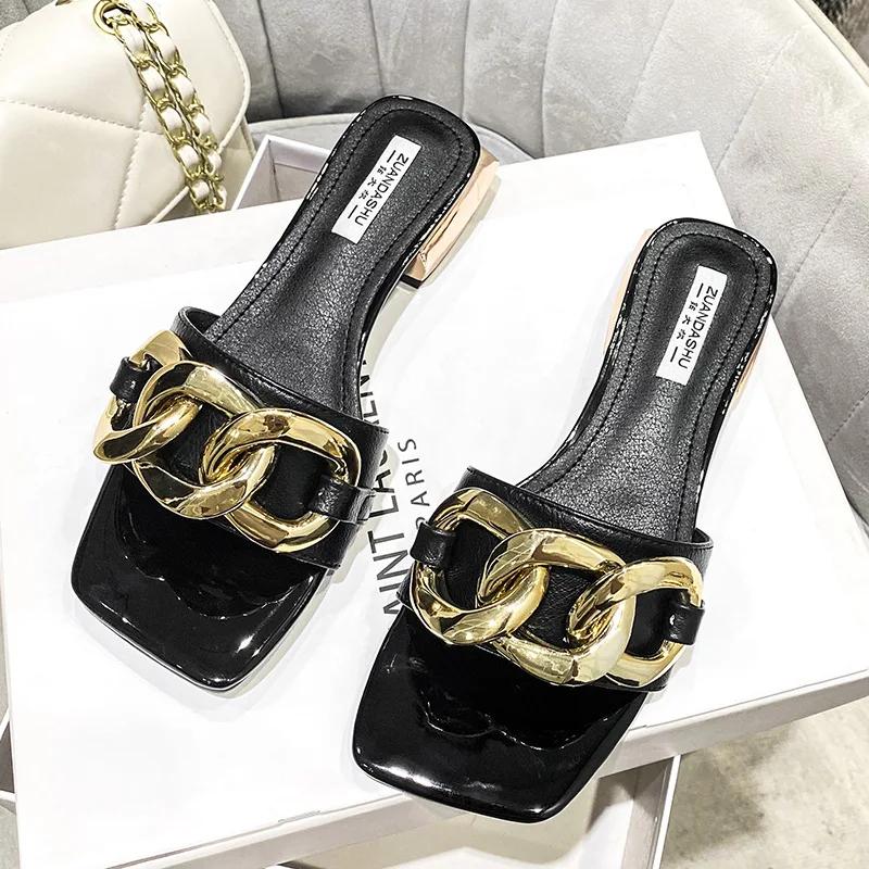 Summer Women Shoes Modern Slipper Big Metal Chain Leather Casual Pumps Girl Heels Slides 43 чорний
Summer Women Shoes Modern Slipper Big Metal Chain Leather Casual Pumps Girl Heels Slides 43 чорний