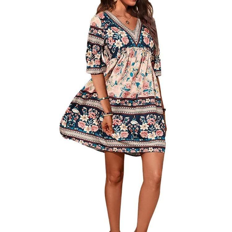 Women Floral Ruffle Boho Dress Summer Beach Holiday V Neck Half Sleeves Flowy Pink XL S бежевий
Women Floral Ruffle Boho Dress Summer Beach Holiday V Neck Half Sleeves Flowy Pink XL S бежевий