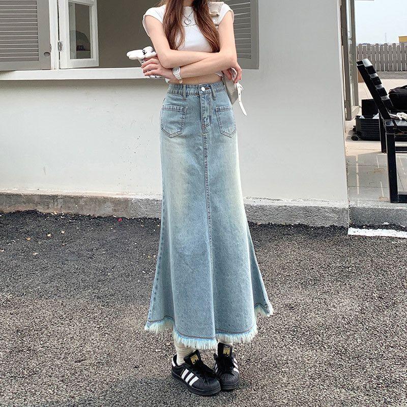 Vintage Denim Skirt for Women, Summer Thin Style, 2026 High-Waisted, Petite, Slimming, Frayed Hem, Mid-Length Fishtail Skirt Glacier Blue - Petite XS
Vintage Denim Skirt for Women, Summer Thin Style, 2026 High-Waisted, Petite, Slimming, Frayed Hem, Mid-Length Fishtail Skirt Glacier Blue - Petite XS