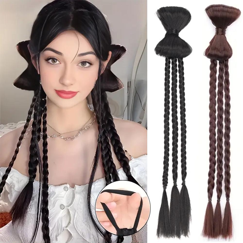 MISS WIG Synthetic Long Straight Double Butterfly Braids With Rubber Band Ponytail Extension High-Temperature Fiber Wig For Women Cosplay Wear 50cm
MISS WIG Synthetic Long Straight Double Butterfly Braids With Rubber Band Ponytail Extension High-Temperature Fiber Wig For Women Cosplay Wear 50cm