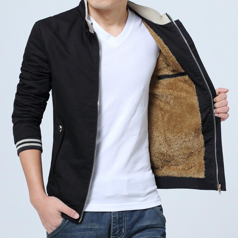 Осенне-зимняя мужская куртка с хлопковой подкладкой, приталенная мужская куртка, модная повседневная куртка с хлопковой подкладкой, бархатная куртка XXXXL чёрный