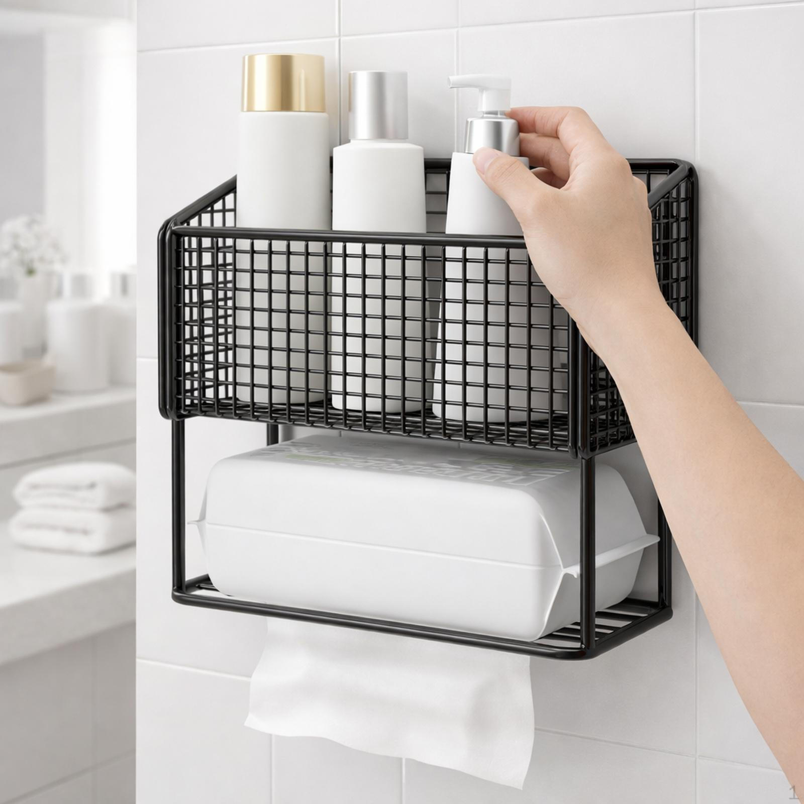Storage Basket Cosmetic Organizer Portable Fashion Rack Shower for Home Kitchen чорний
Storage Basket Cosmetic Organizer Portable Fashion Rack Shower for Home Kitchen чорний