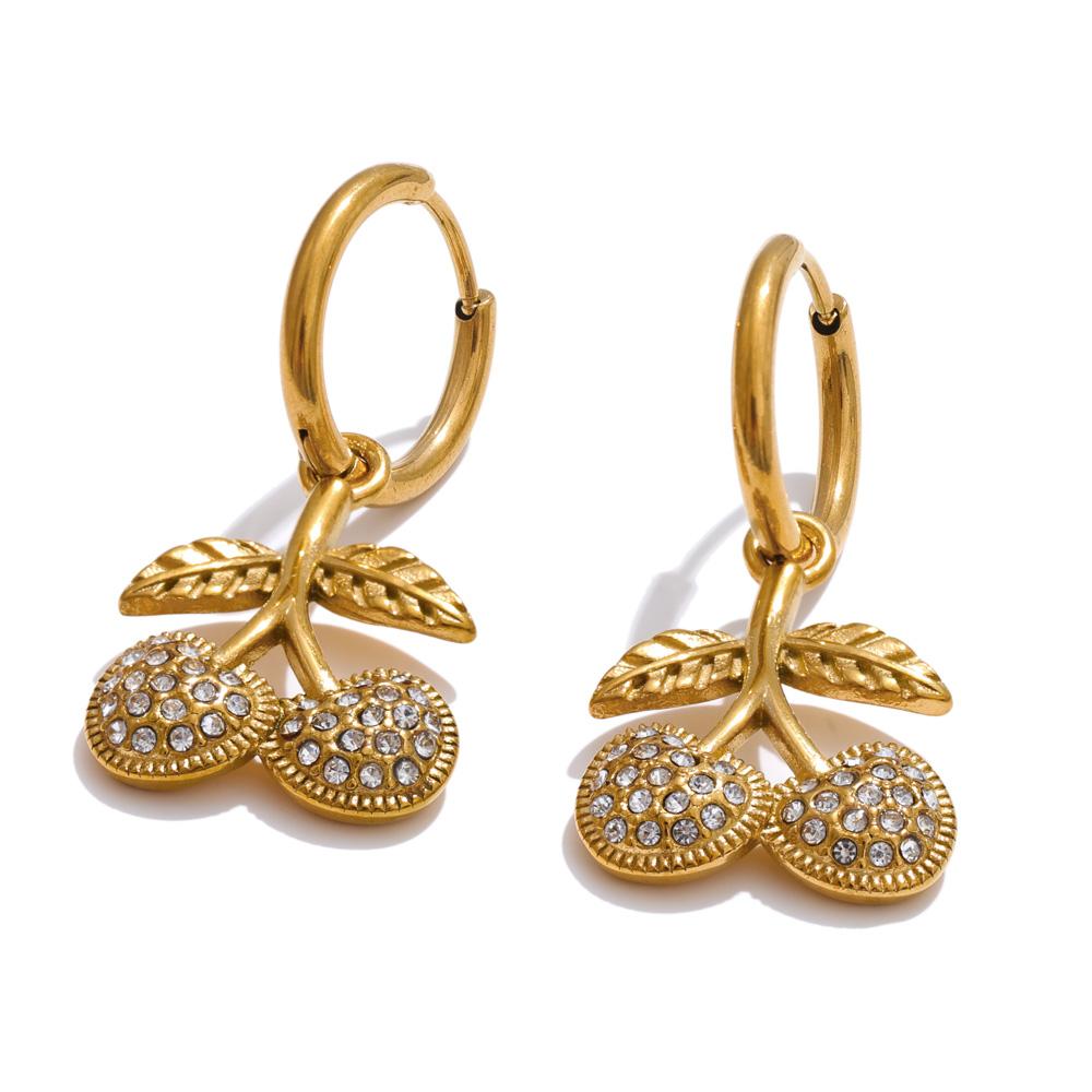 Yhpup Delicate Shiny Cubic Zirconia Cherry Drop Hoop Earrings 2025 Hot Style Golden Plated Stainless Steel Trendy Fruit Jewelry
Yhpup Delicate Shiny Cubic Zirconia Cherry Drop Hoop Earrings 2025 Hot Style Golden Plated Stainless Steel Trendy Fruit Jewelry