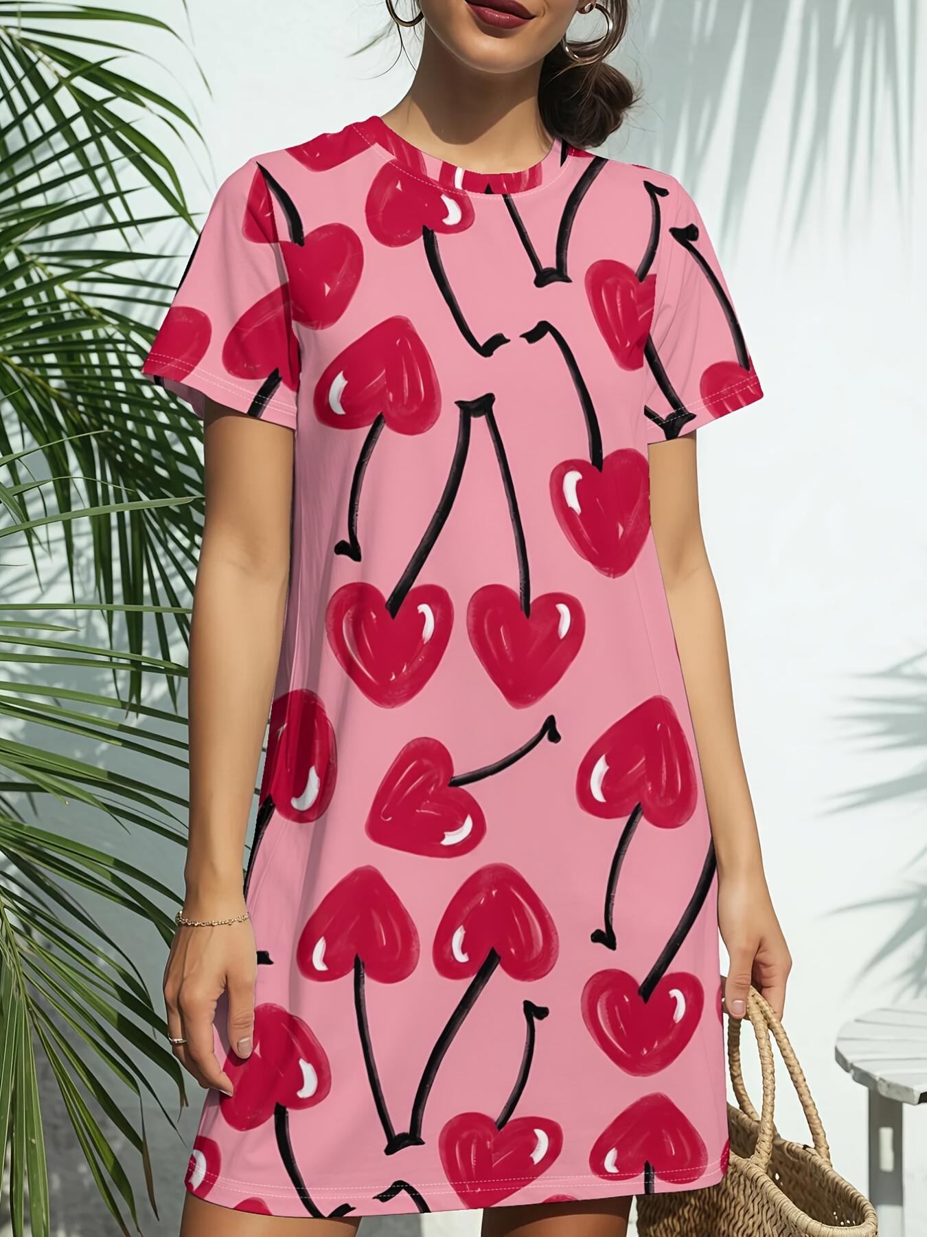 Pink Heart Line New Women S Round Neck Short Sleeve T-Shirt Dress. American Style Trendy Digital Print. Casual And Versatile for Spring And Summer. El 4XL дубильна кора
Pink Heart Line New Women S Round Neck Short Sleeve T-Shirt Dress. American Style Trendy Digital Print. Casual And Versatile for Spring And Summer. El 4XL дубильна кора