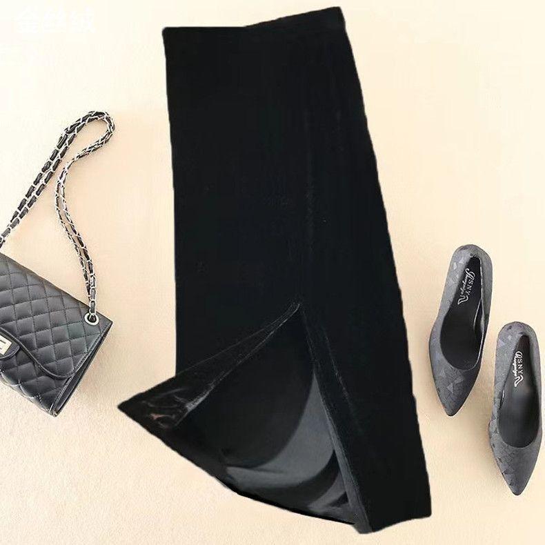 Золотая бархатная миди-юбка с разрезом и высокой талией - Черная, Приталенный А-силуэт, Женская мода осень/зима 3XL (Recommended 150-165 Jin)
Золотая бархатная миди-юбка с разрезом и высокой талией - Черная, Приталенный А-силуэт, Женская мода осень/зима 3XL (Recommended 150-165 Jin)