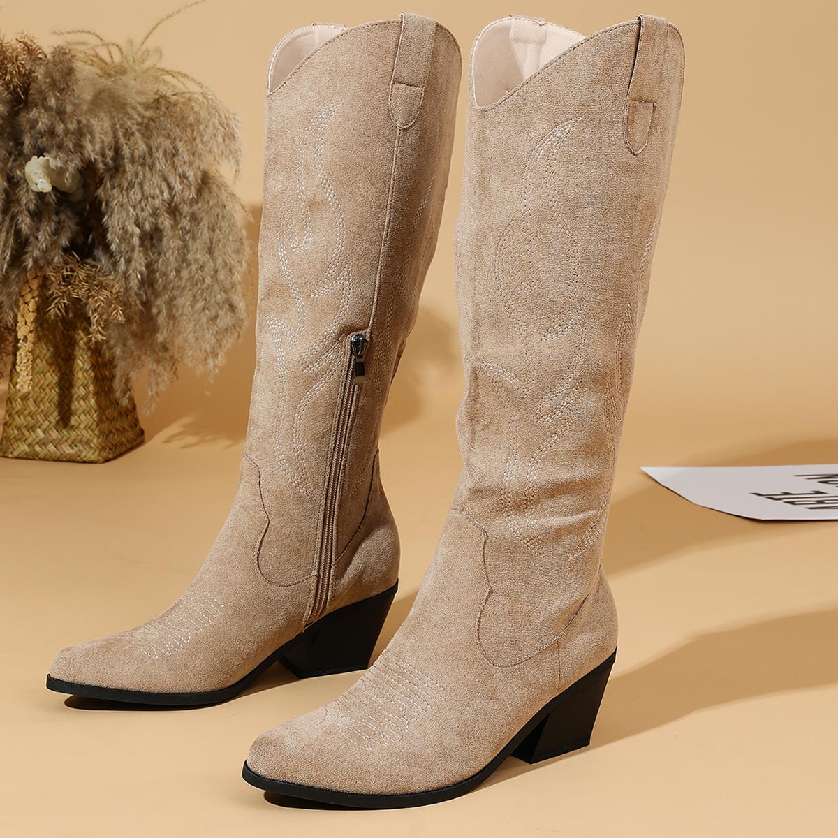Women Embroidery Western Boots Flocks Side Zipper Thick Heel Short Boots Retro Ethnic Style Round Toe Mid-calf Boots Size 35-42 35 хаки
Women Embroidery Western Boots Flocks Side Zipper Thick Heel Short Boots Retro Ethnic Style Round Toe Mid-calf Boots Size 35-42 35 хаки