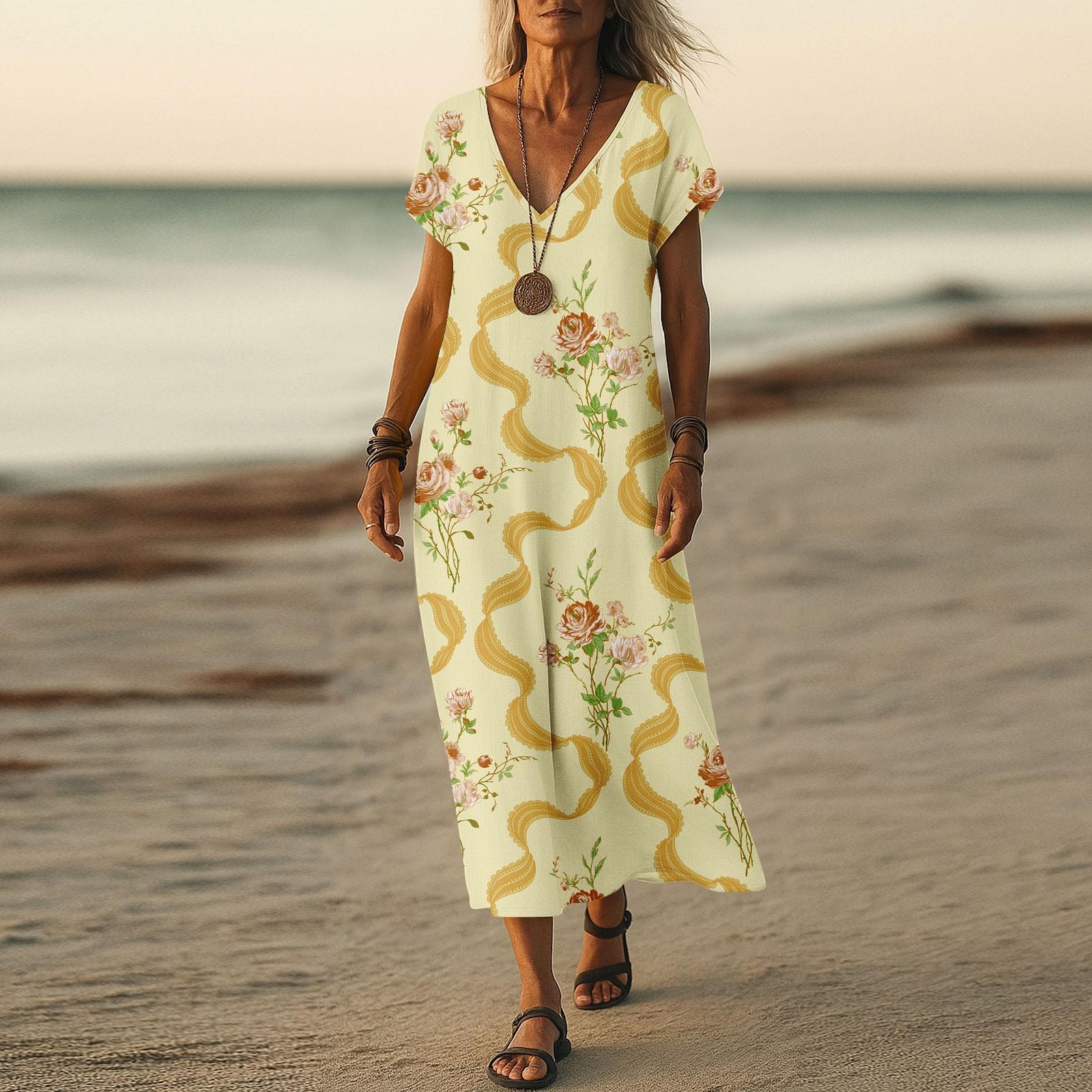 Летнее платье Женское длинное платье бохо для пляжа Элегантное платье макси V-образный вырез Короткий рукав Летнее платье-туника Легкое воздушное S жёлтый
Летнее платье Женское длинное платье бохо для пляжа Элегантное платье макси V-образный вырез Короткий рукав Летнее платье-туника Легкое воздушное S жёлтый