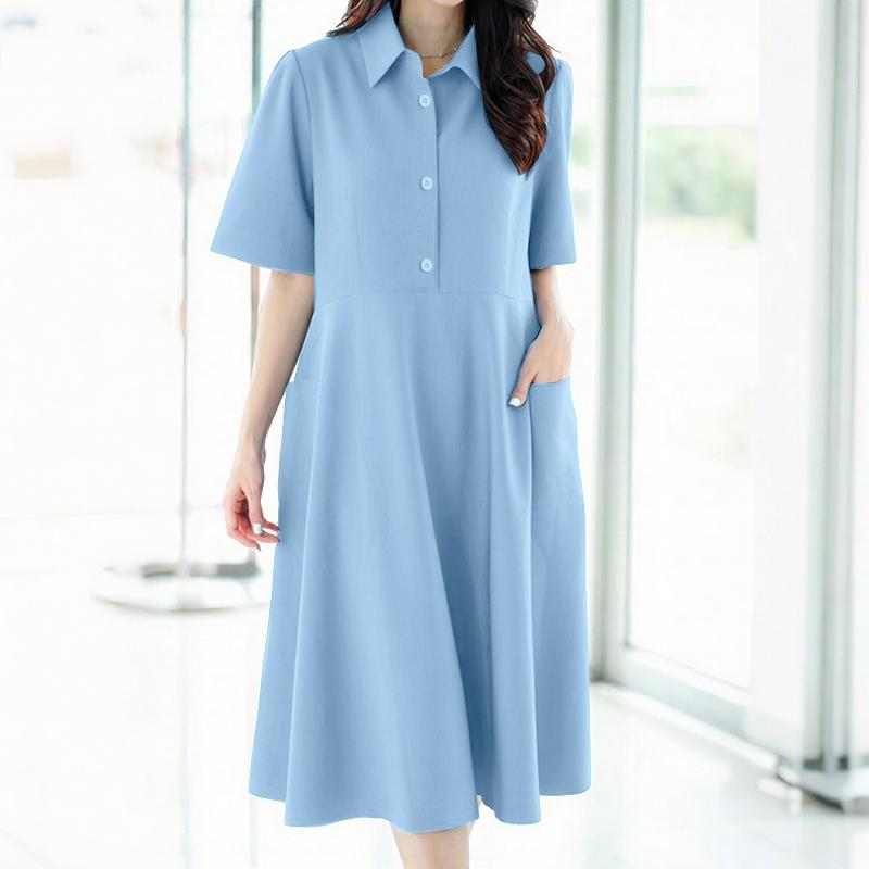 ZANZEA Женское летнее платье с коротким рукавом и отложным воротником M
ZANZEA Женское летнее платье с коротким рукавом и отложным воротником M