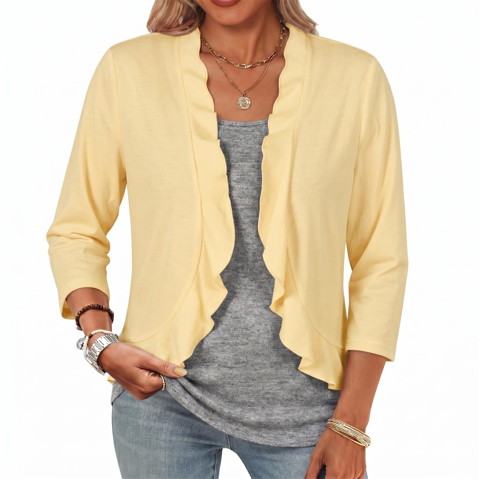 Loose Fit Knit Cardigan Women Open Front Lightweight Air Conditioning Sweater 3/4 Sleeve Irregular Hem Ruffle Edge Casual Layering Top XL
Loose Fit Knit Cardigan Women Open Front Lightweight Air Conditioning Sweater 3/4 Sleeve Irregular Hem Ruffle Edge Casual Layering Top XL
